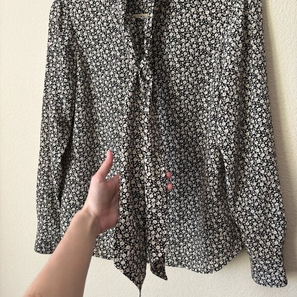 Tory Burch Silk Ditsy Boho Floral-print Bow Tie Neck Blouse Long Sleeve Top - Picture 6 of 15